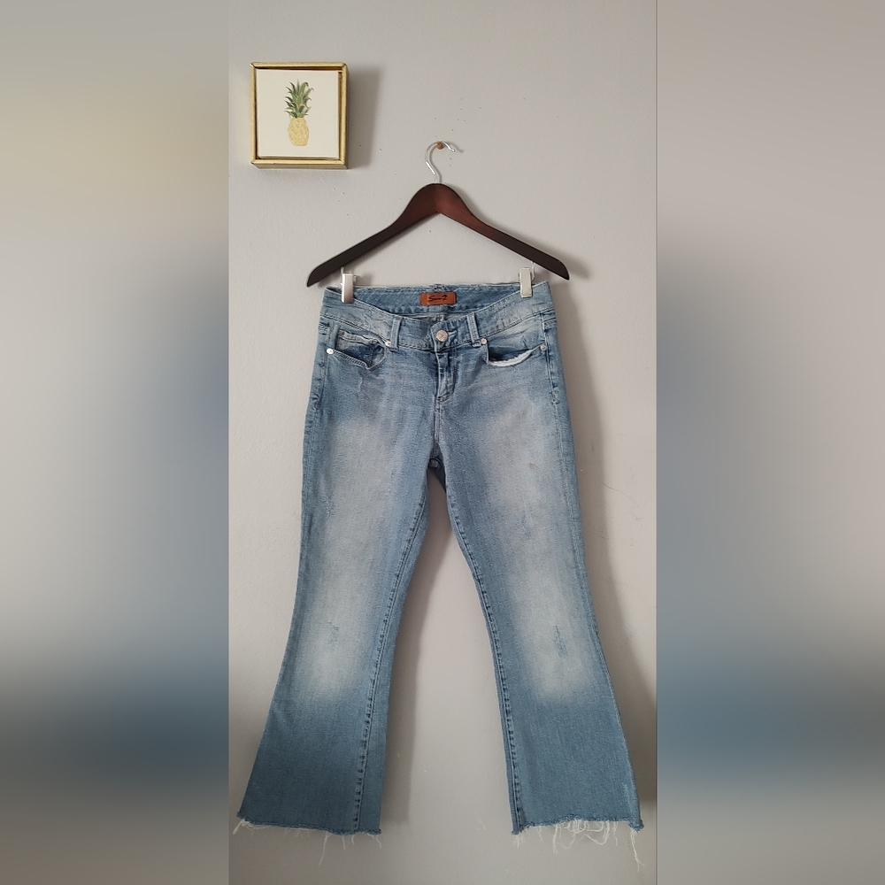 Seven7 jeans Women Wide Leg Blue Size 30 Color Blue  Embroidery Pockets Casual